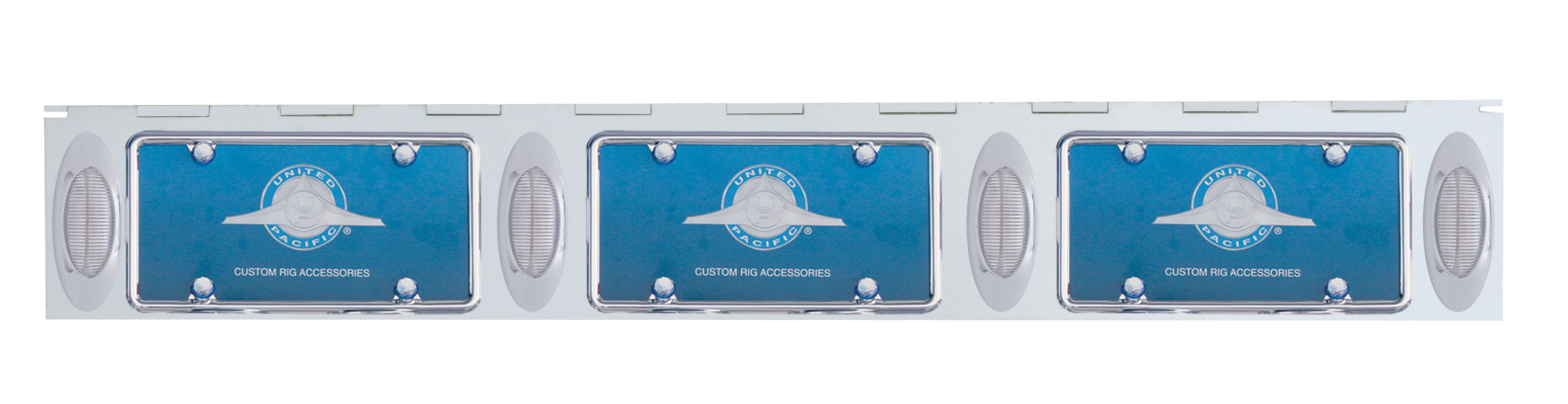 Stainless Steel Three License Plate Holder With Four 16 Amber Led "Phantom I" Lights - Clear Lens