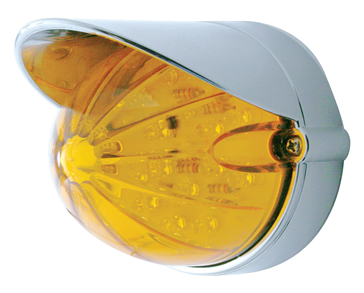 19 Amber Led Watermelon Marker/Auxiliary Flush Mount Light With Visor - Amber Lens