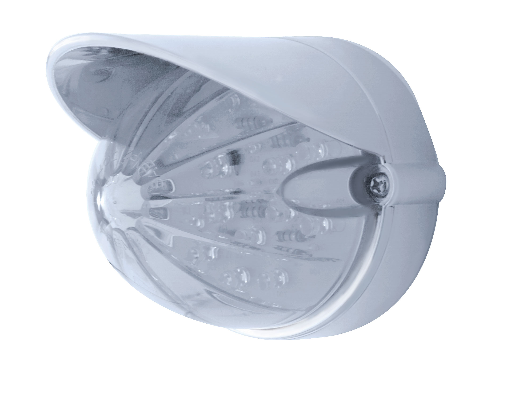 19 Amber Led Watermelon Marker/Auxiliary Flush Mount Light With Visor - Clear Lens