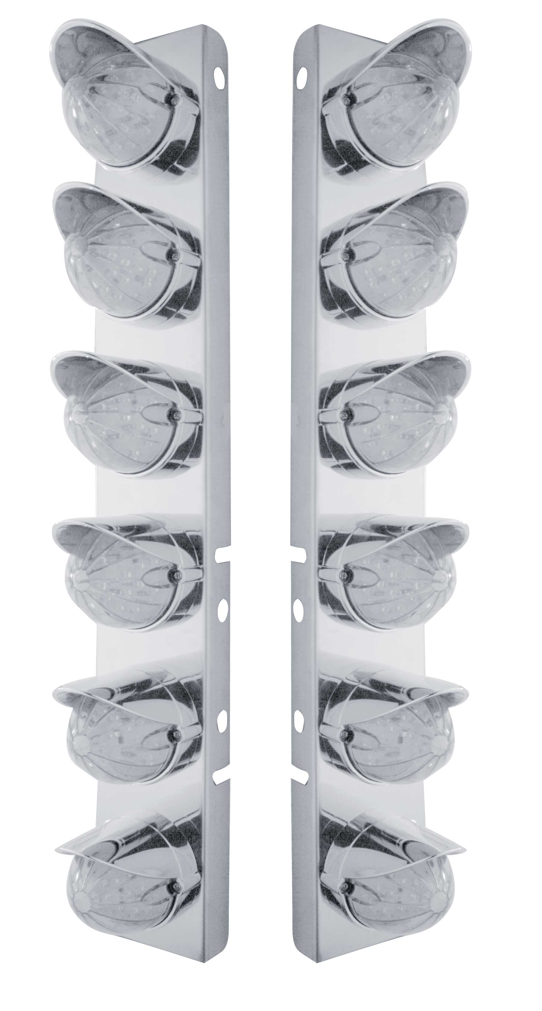 Stainless Steel Peterbilt air Cleaner Kit With Twelve 19 Amber Led Watermelon Marker Light With Visor - Clear Lens