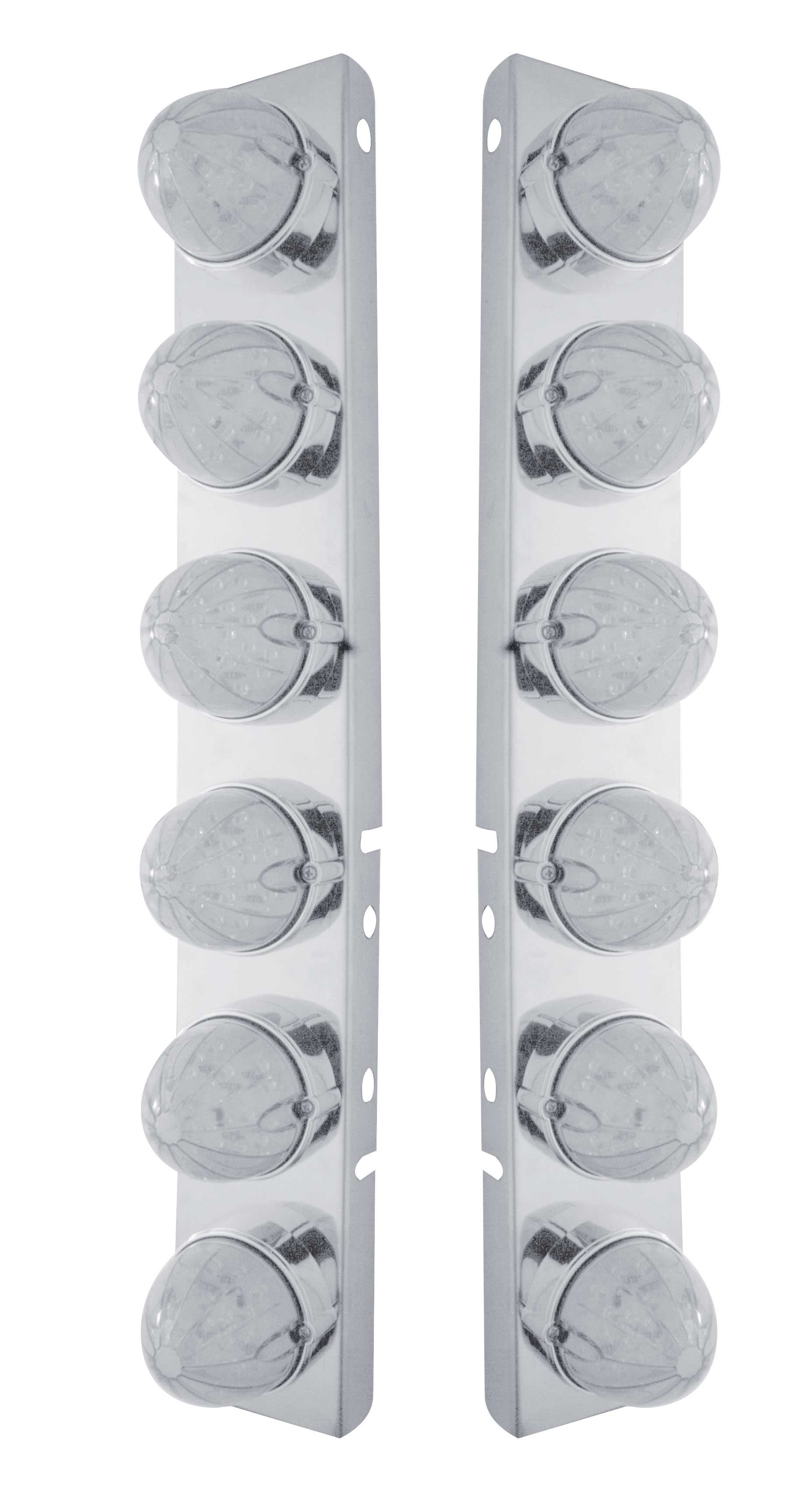 Stainless Steel Peterbilt air Cleaner Kit With Twelve 19 Amber Led Watermelon Marker Light Without Visor - Clear Lens