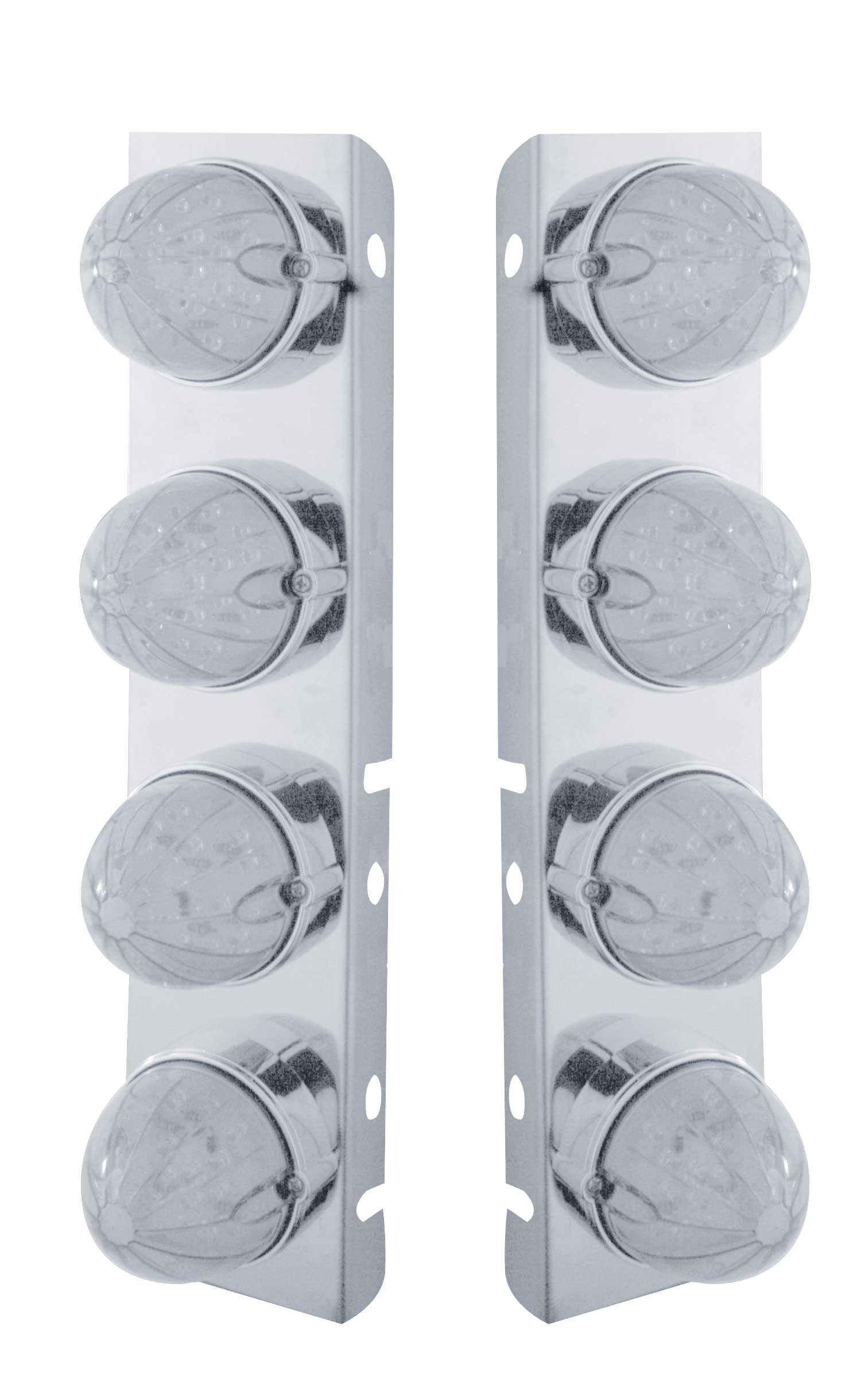 Stainless Steel Peterbilt air Cleaner Kit With Eight 19 Amber Led Watermelon Marker Light Without Visor - Clear Lens