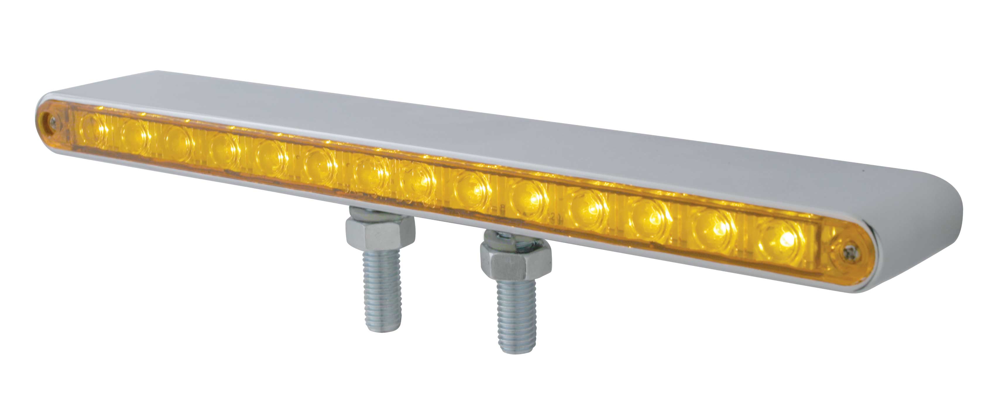 Chrome Plastic 14 Amber/Amber Led 12" Double Face Auxiliary Light Bar - Amber/Amber Lens