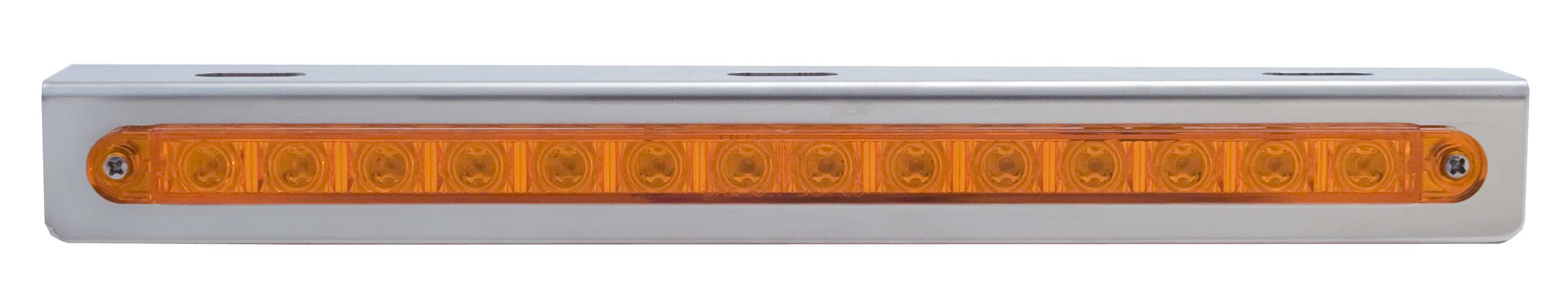 Stainless Steel Light Bracket W/ 14 Amber Led 12" Sequential Light Bar W/ Amber Lens - Left To Right