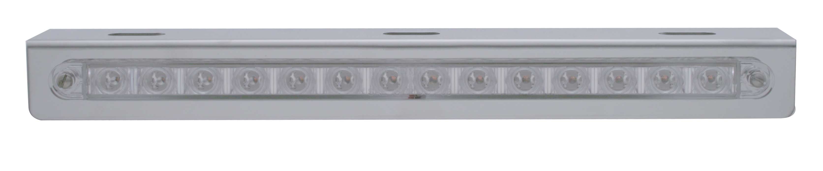 Stainless Steel Light Bracket W/ 14 Amber Led 12" Sequential Light Bar W/ Clear Lens - Left To Right
