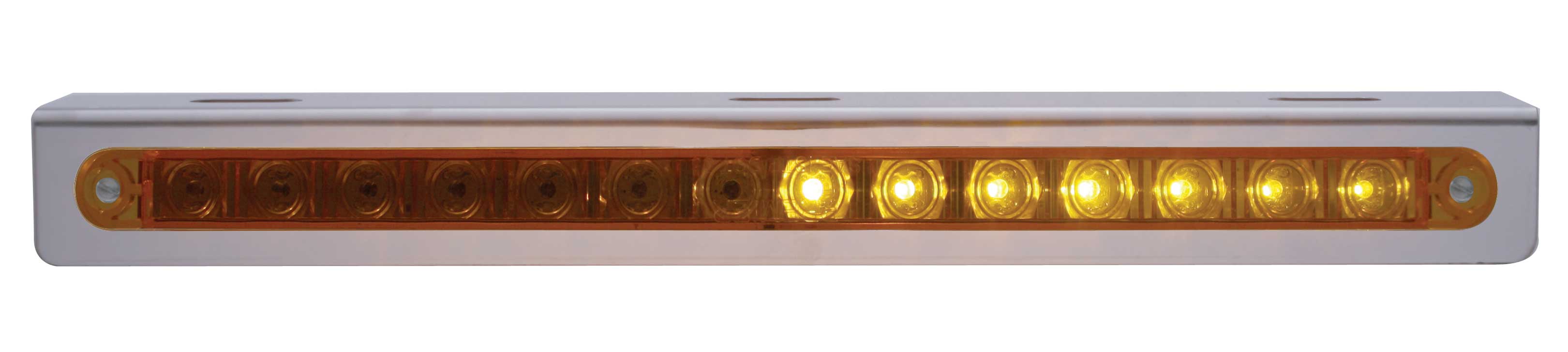 Stainless Steel Light Bracket W/ 14 Amber Led 12" Sequential Light Bar W/ Amber Lens - Right To Left