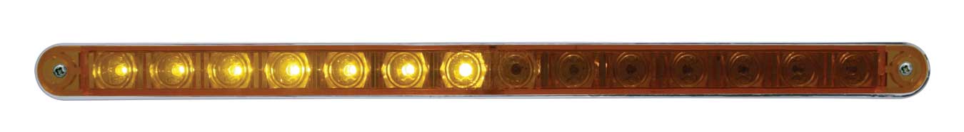 14 Amber Led 12" Sequential Light Bar W/ Chrome Plastic Bezel - Amber Lens