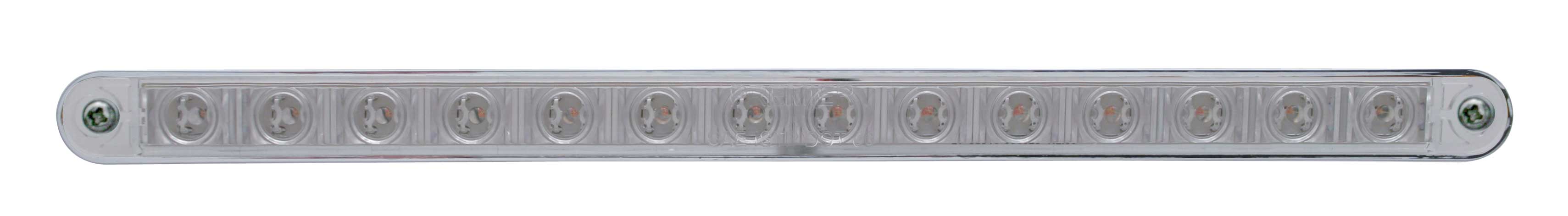 14 Amber Led 12" Sequential Light Bar W/ Chrome Plastic Bezel - Clear Lens