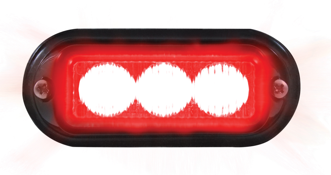 3 Led 12V/24V Strobe Light With Black Bezel - Red