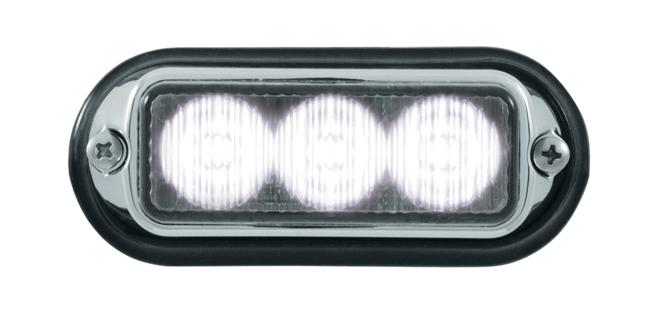 3 Led 12V/24V Strobe Light With Chrome Bezel - White