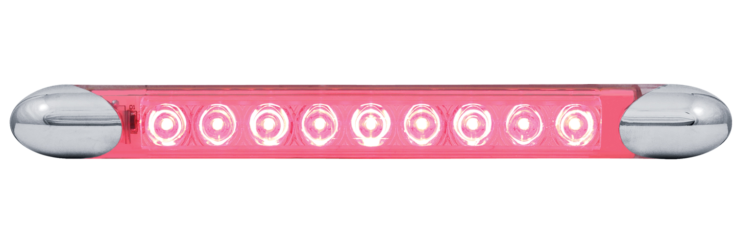 9 High Power Led 9 5/8" Auxiliary/Utility Light Bar - Red Led/Clear Lens