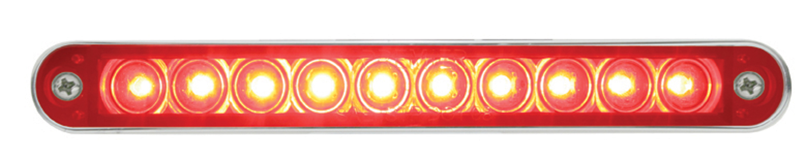 10 Red Led 6 1/2" Light Bar With Chrome Bezel - Red Lens