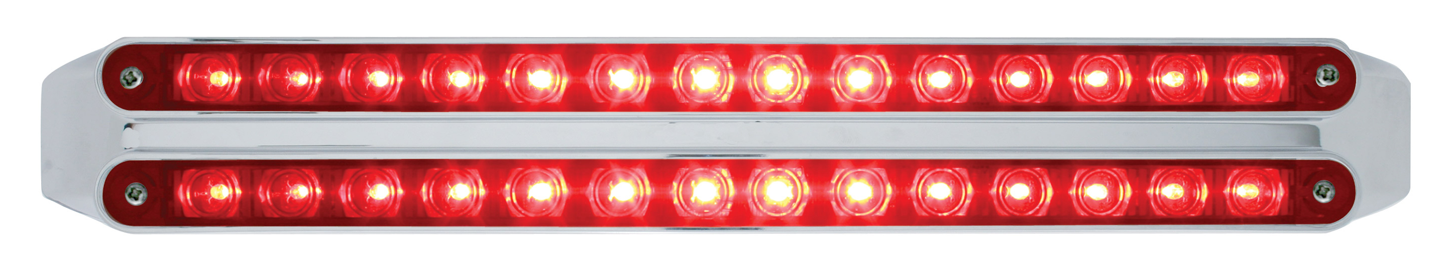 Chrome 14 Red/14 Red Led 12" P/T/C Light Bar - Red/Red Lens