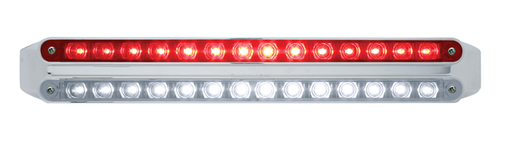 Chrome 14 Red/14 White Led 12" P/T/C Light Bar - Red/Clear Lens