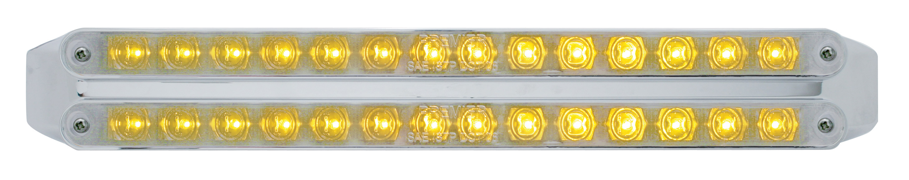 Chrome 14 Amber/14 Amber Led 12" P/T/C Light Bar - Chrome/Chrome Lens
