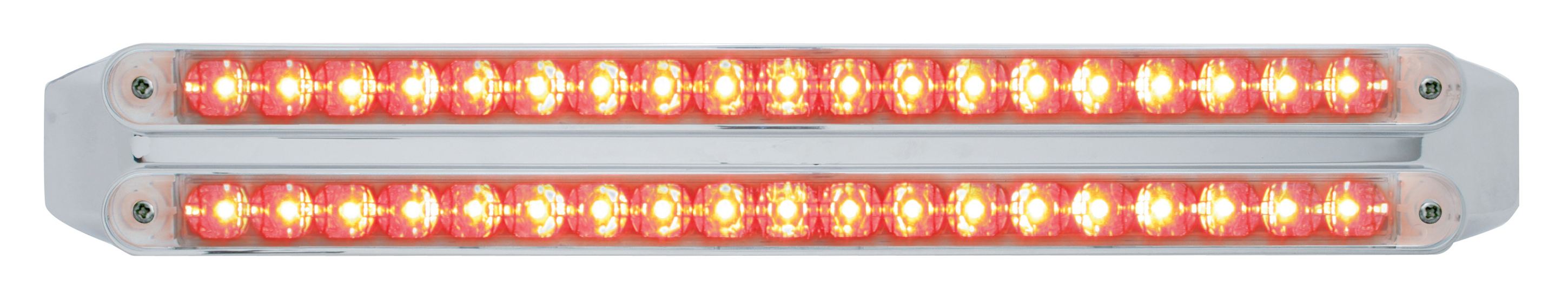 Chrome 19 Red/19 Red Led 12" Reflector Light Bar - Clear/Clear Lens