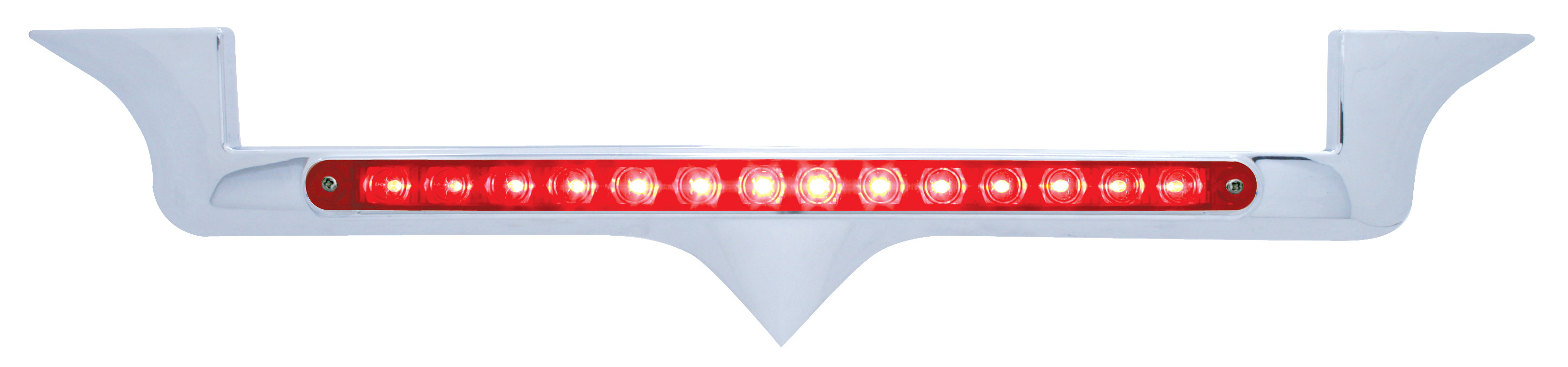 Chrome Plastic Kenworth Hood Emblem Housing W/ 14 Red Led 12" Light Bar - Red Lens