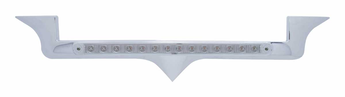 Chrome Plastic Kenworth Hood Emblem Housing W/ 14 Red Led 12" Light Bar - Clear Lens
