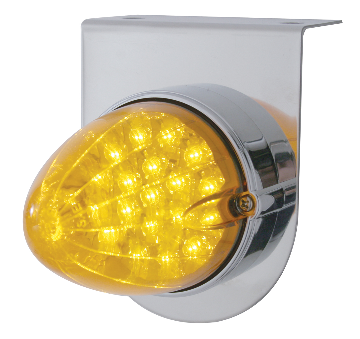 S.S. Light Bracket W/ One 19 Amber Led Reflector Marker Light - Amber Lens