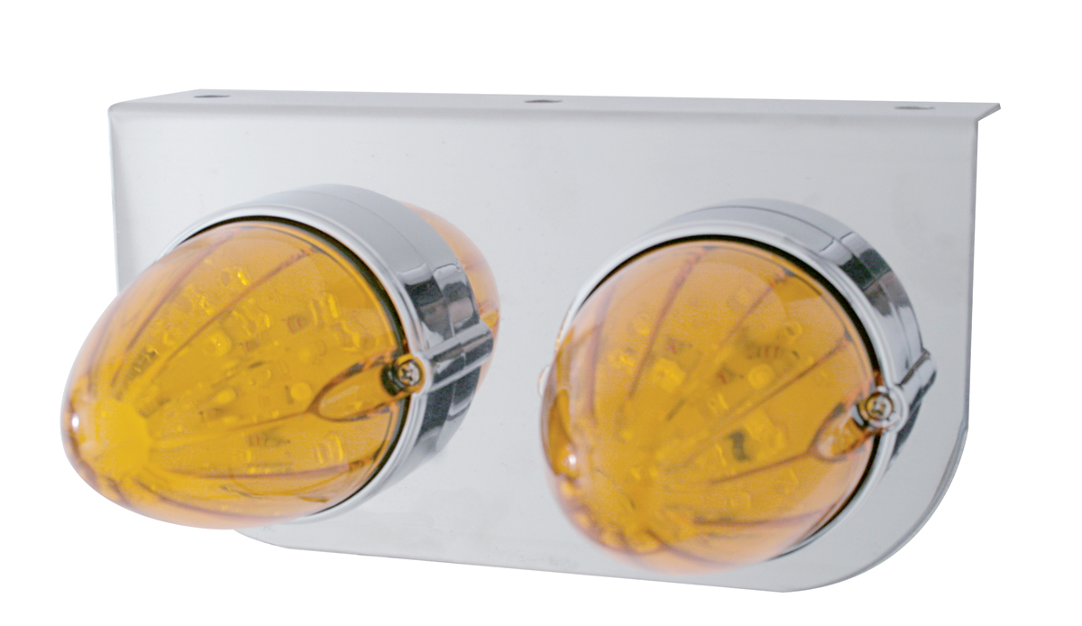 S.S. Light Bracket W/ Two 19 Amber Led Watermelon Marker Light - Amber Lens