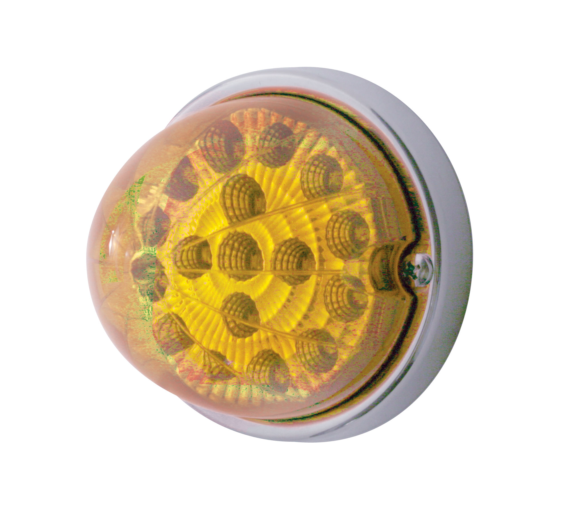 17 Amber Led Dual Function Clear Reflector Cab Light Flush Mount Kit W/ Mounting Base - Amber Lens