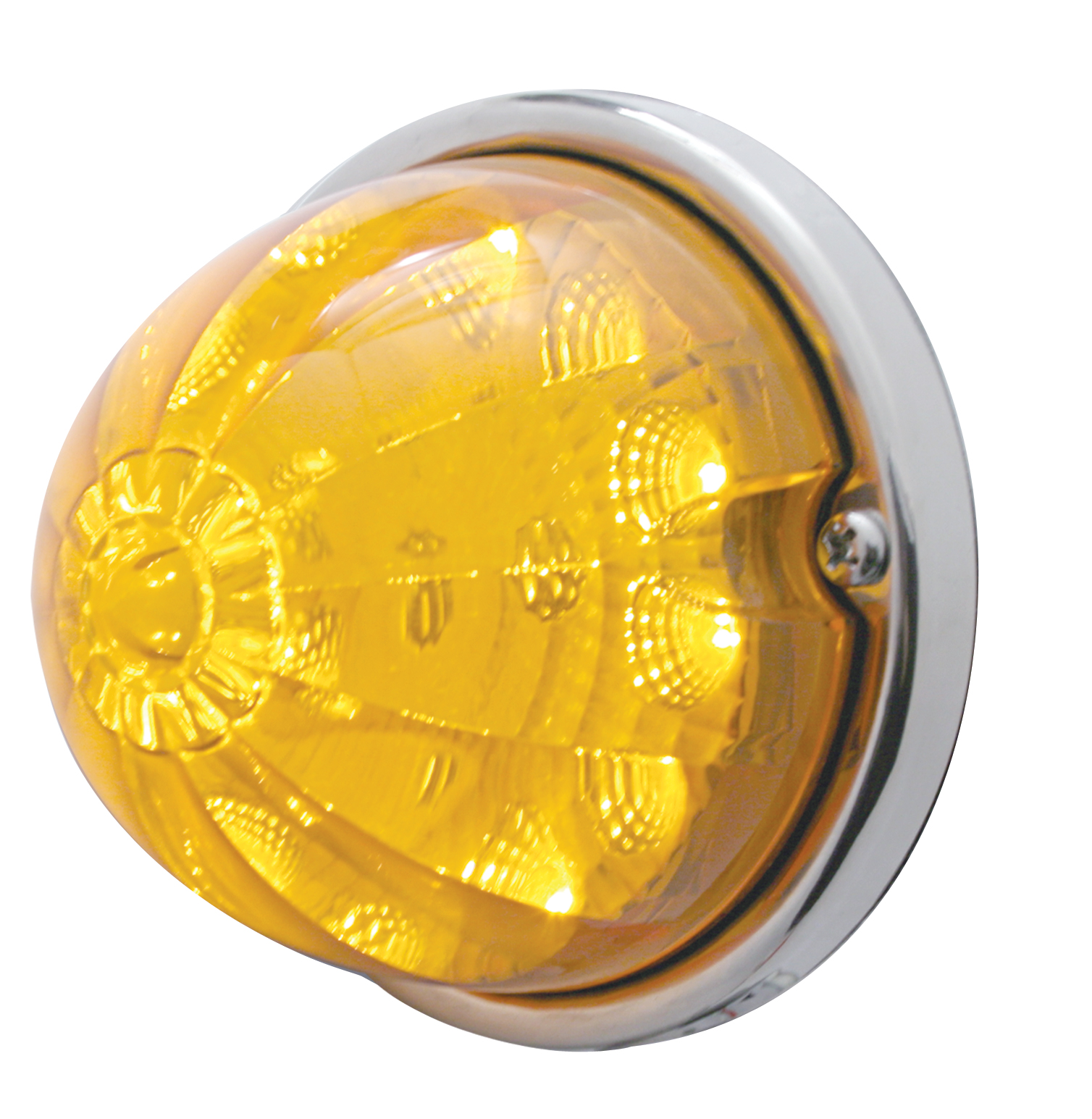 17 Amber Led Watermelon Reflector Cab Light Flush Mount Kit W/ Mounting Base - Amber Lens