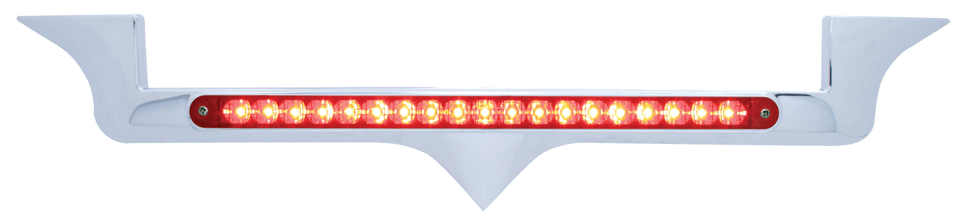 Chrome Plastic Kenworth Hood Emblem Housing W/ 19 Red Led 12" Light Bar W/ Reflector - Red Lens