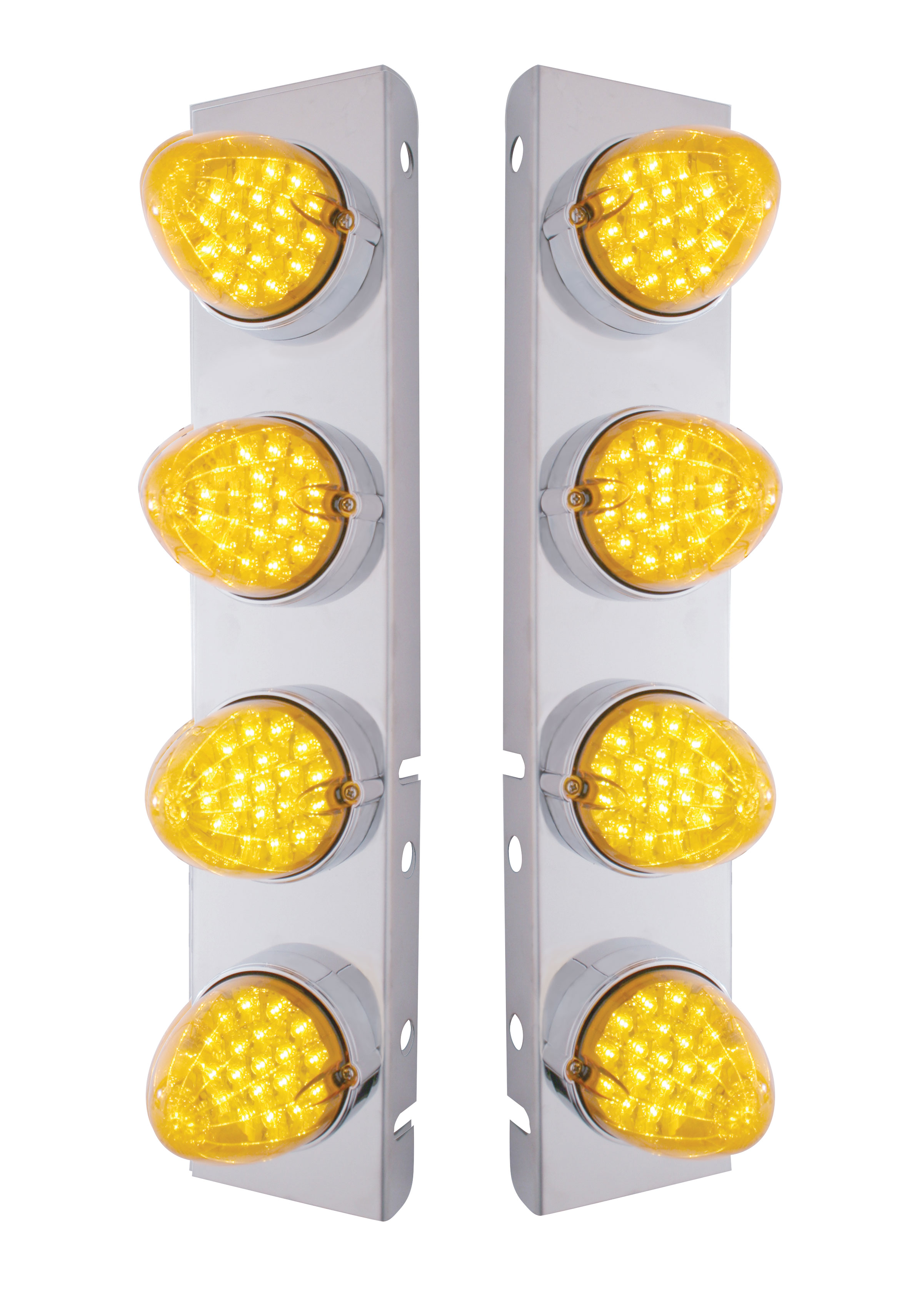 Stainless Steel Peterbilt air Cleaner Kit W/ Eight 19 Amber Led Reflector Marker Light - Amber Lens