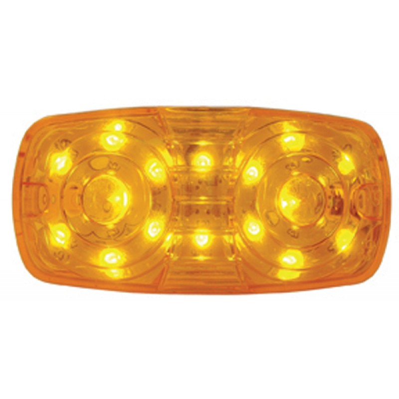 16 Amber Led Rectangular "Tiger Eye" Clearance/Marker Light - Amber Lens