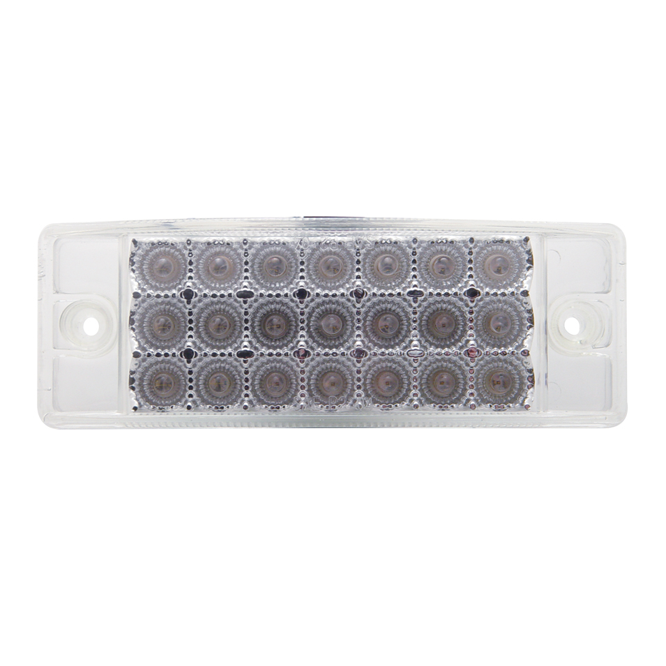 21 Amber Led Rectangular Clearance/Marker Reflector Light - Clear Lens