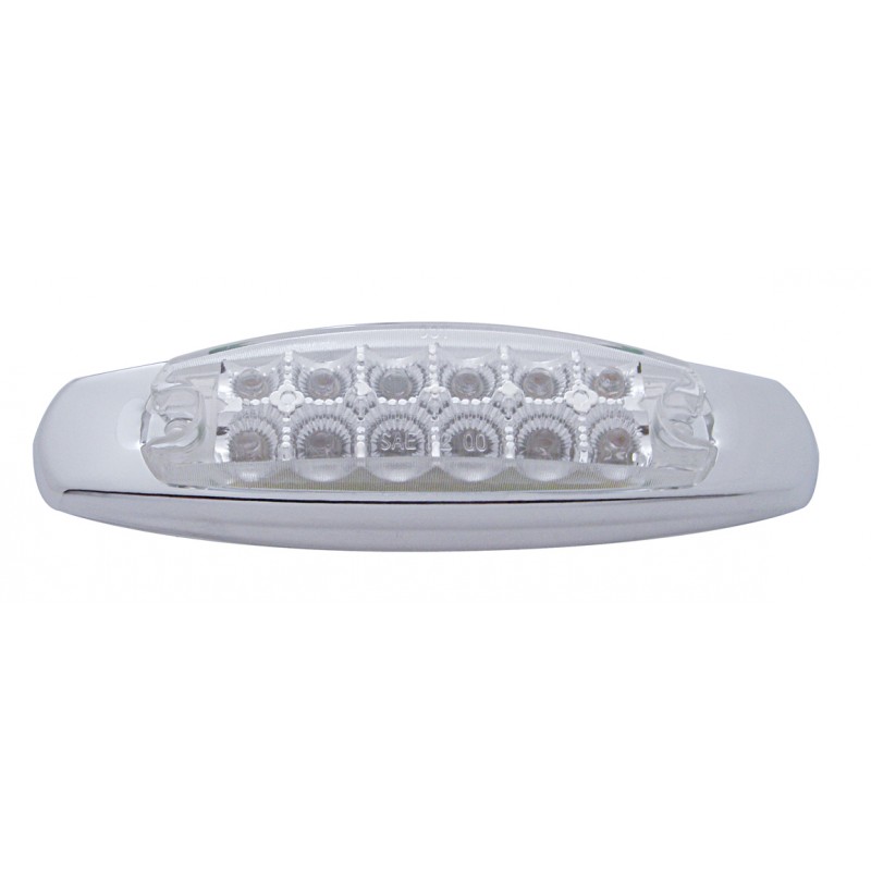 12 Amber Led Peterbilt Clearance/Marker Light W/ Chrome Steel Bezel - Clear Lens