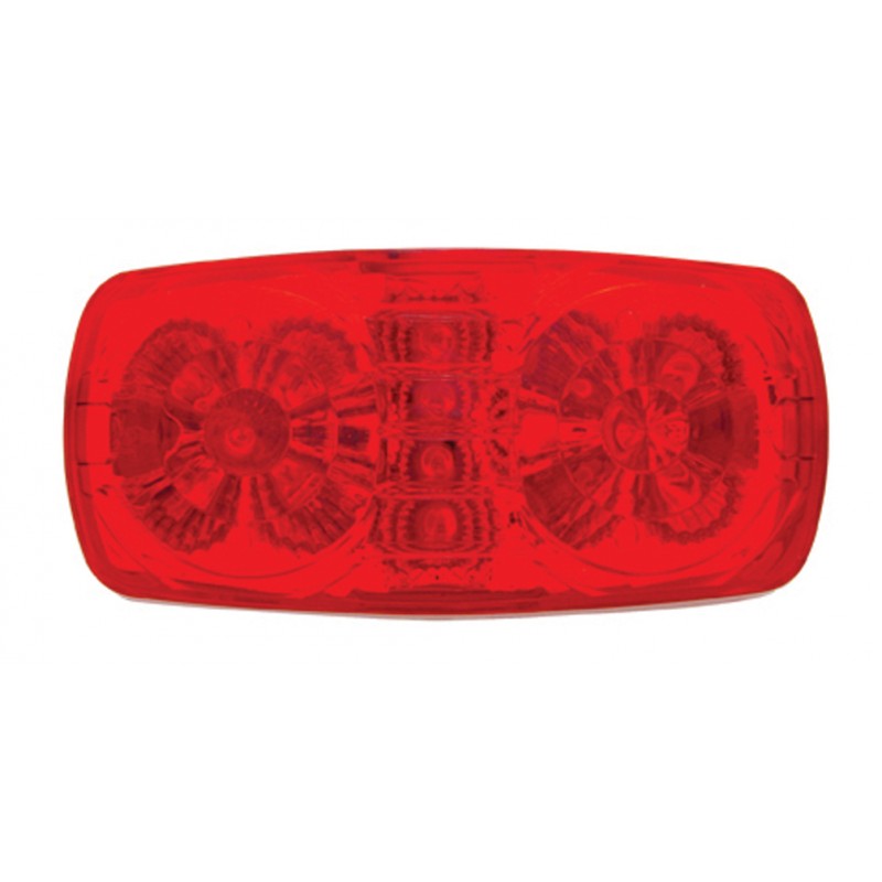 14 Red Led Rectangular "Tiger Eye" Clearance/Marker Light W/ Reflector - Red Lens