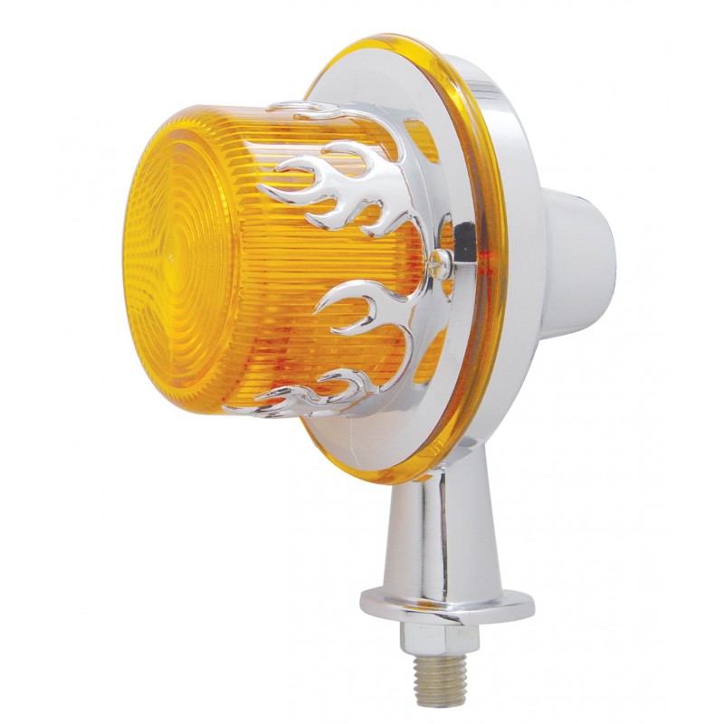13 Amber Led Honda Light W/ 1 1/8" Arm & Flame Bezel - Amber Lens
