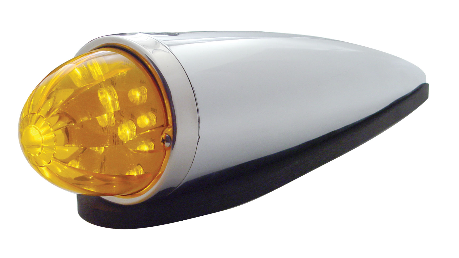 Chrome Plastic 17 Amber Led Round Watermelon Cab Light Kit - Amber Lens