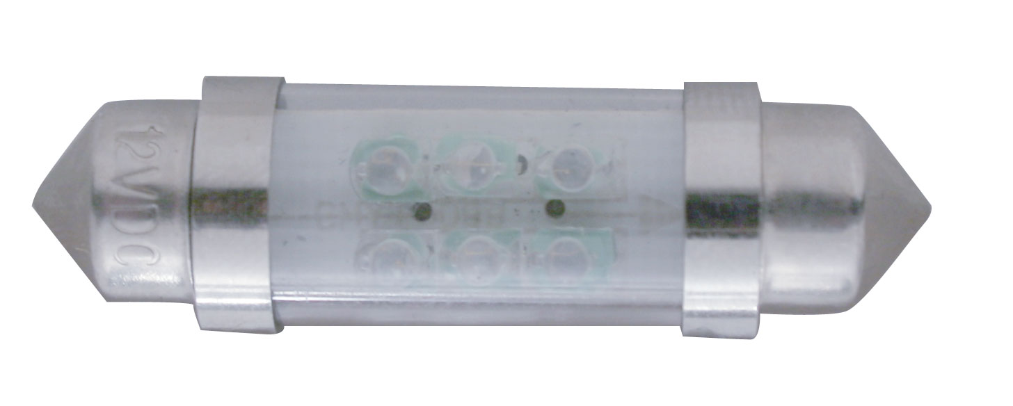 (2/Card) 6 Green Micro Led 36 Mm Dome Light Bulb