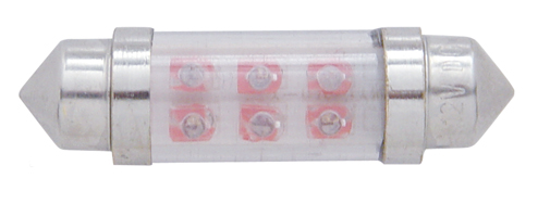 (2/Card) 6 Red Micro Led 36 Mm Dome Light Bulb