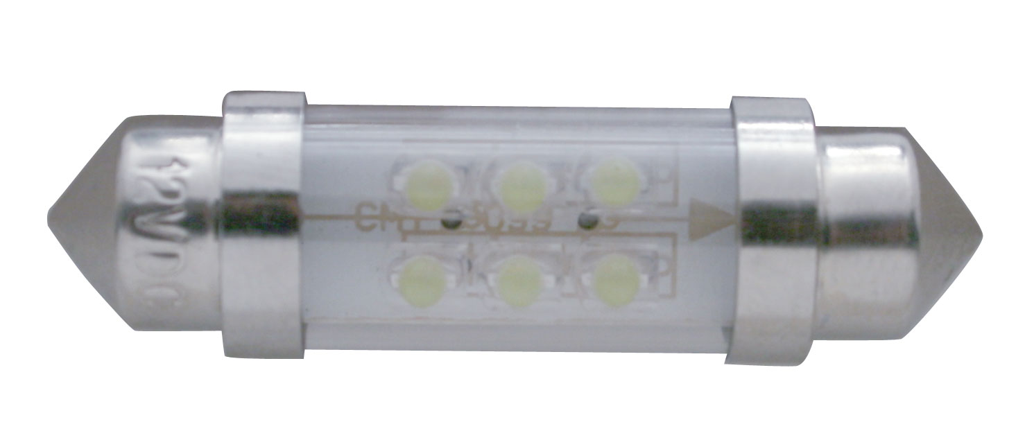 (2/Card) 6 White Micro Led 36 Mm Dome Light Bulb