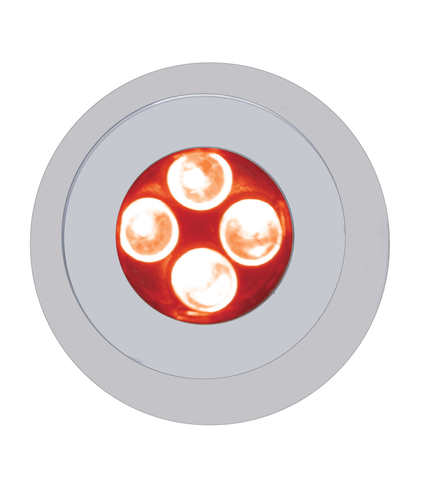 Chrome Plastic 5 Led Fastener - Red