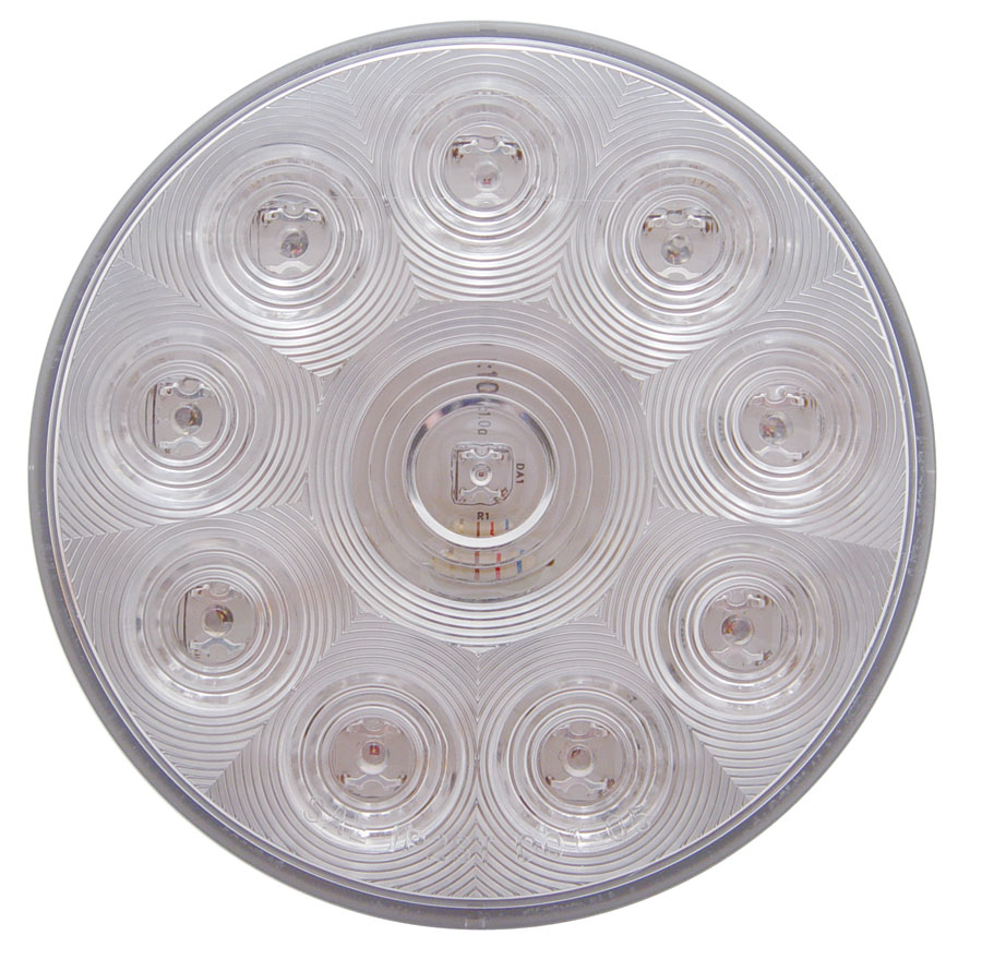 *Closeout* 10 Red Led 4" S/T/T Light - Clear Lens