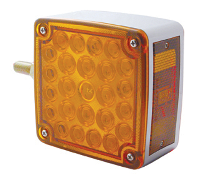 25+2 Amber/25 Red Led Square Double Face Single Stud Side Mount - Driver