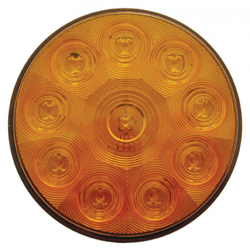 10 Amber Led 4" Round P/T/C Light - Amber Lens