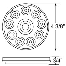 10 Amber Led 4" Round P/T/C Light - Clear Lens