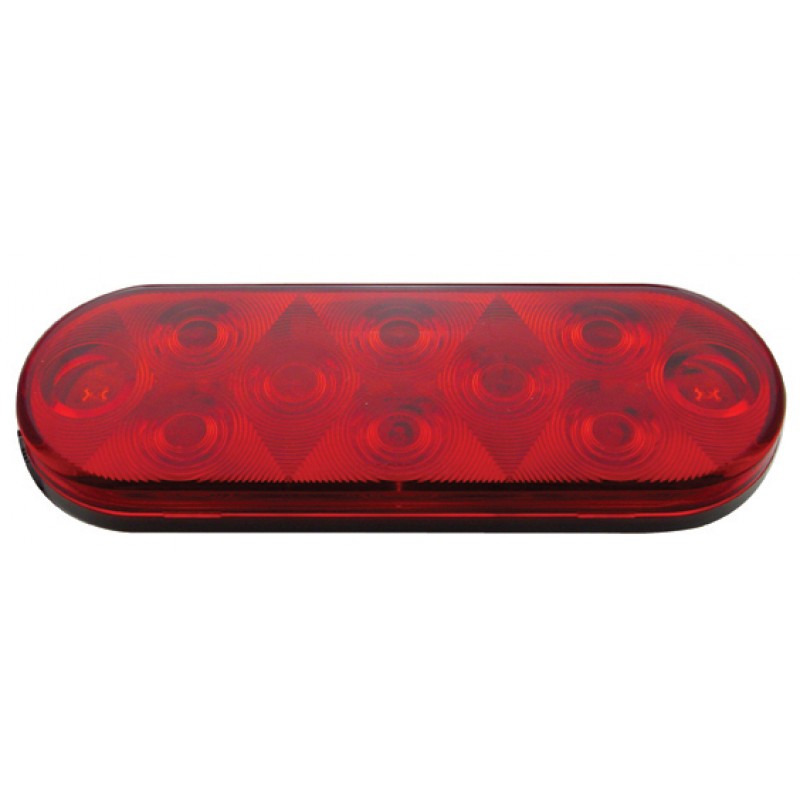 10 Red Led Oval S/T/T Light - Red Lens