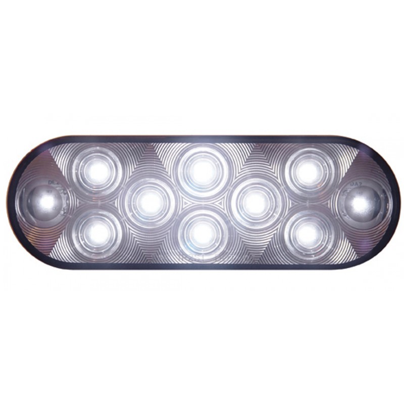 10 White Led Oval Utility/Auxiliary Light - Clear Lens