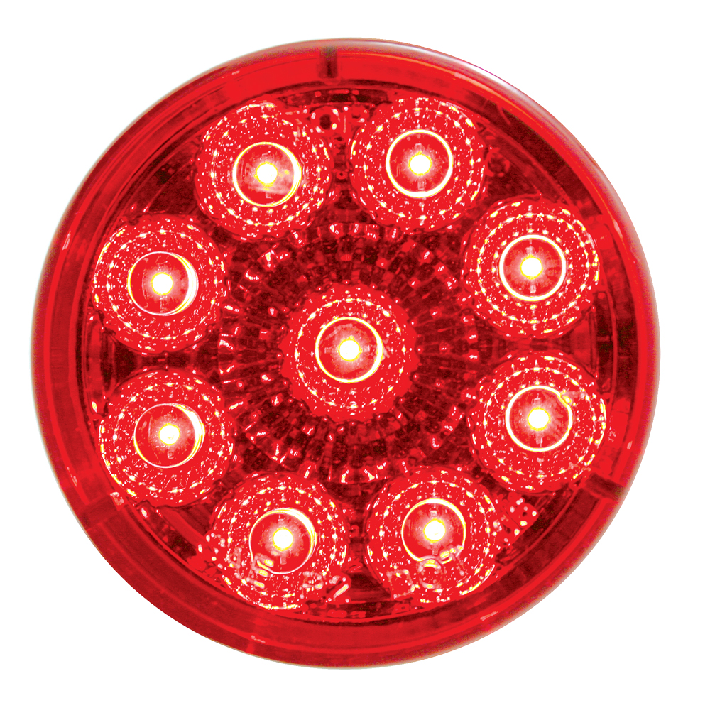 9 Red Led 2" Reflector Clearance/Marker Light - Red Lens