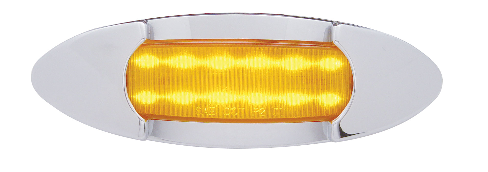 12 Amber Led Peterbilt Marker Light W/ Chrome " Maverick" Bezel - Amber Lens