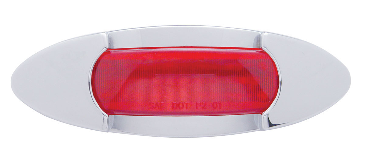12 Red Led Peterbilt Marker Light W/ Chrome " Maverick" Bezel - Red Lens