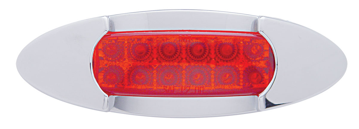 12 Red Led Peterbilt Reflector Marker Light W/ Chrome " Maverick" Bezel - Red Lens