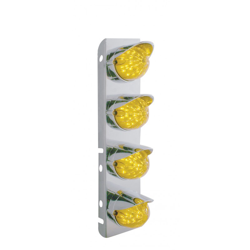 12 Amber Led Peterbilt Reflector Marker Light W/ Chrome " Maverick" Bezel - Clear Lens