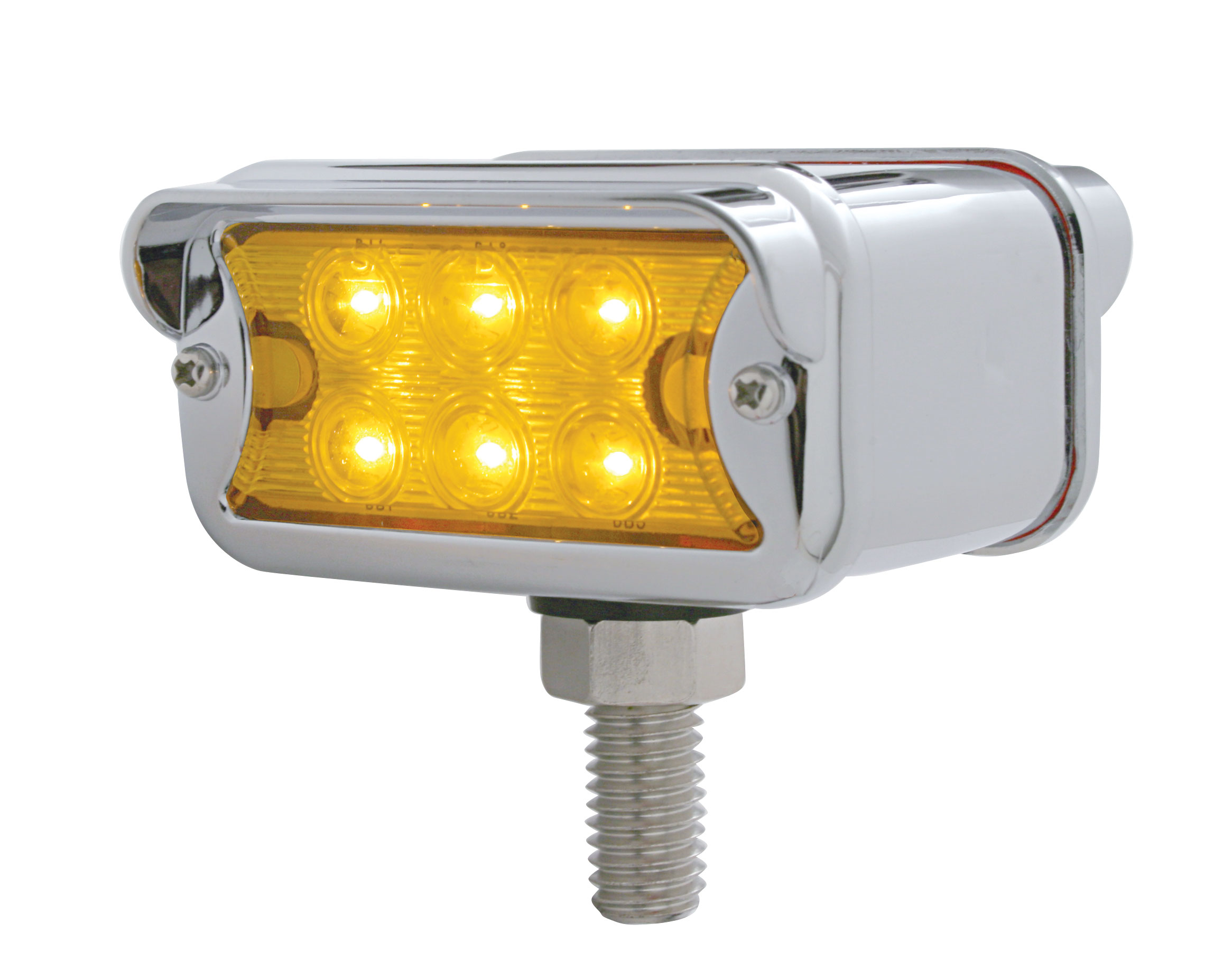 6 Amber/6 Red Led T-Mount Dual Function Double Face Lt W/ Horizontal Visor Bezel - Amber/Red Lens